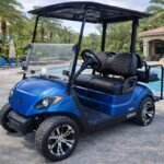 2021 Metallic Blue Yamaha Gas Golf Cart * Quietech * 4 Seater * ss wheels *